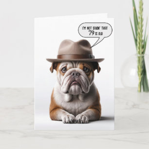 79th Birthday Bulldog With Fedora Card