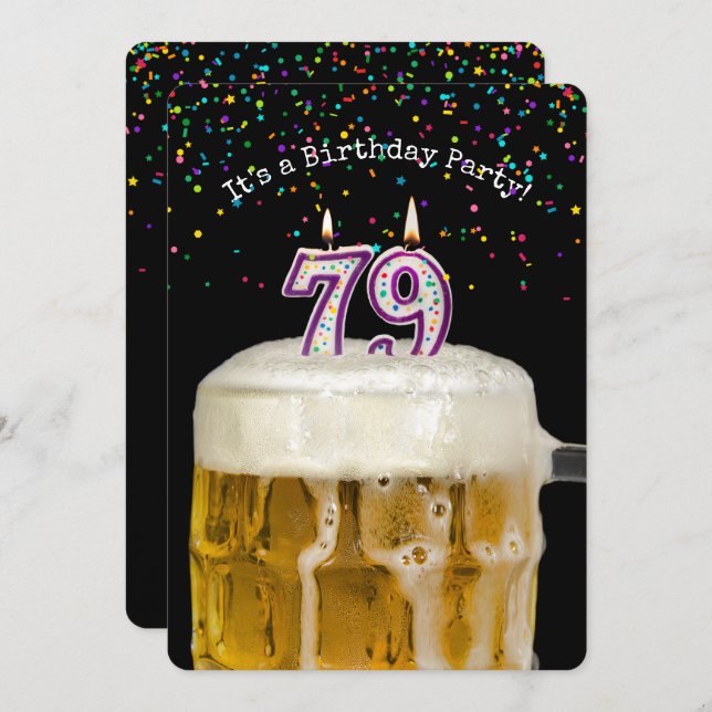 79th Birthday Candle Party Invitation (Front/Back)