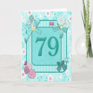 79th birthday card with flowers