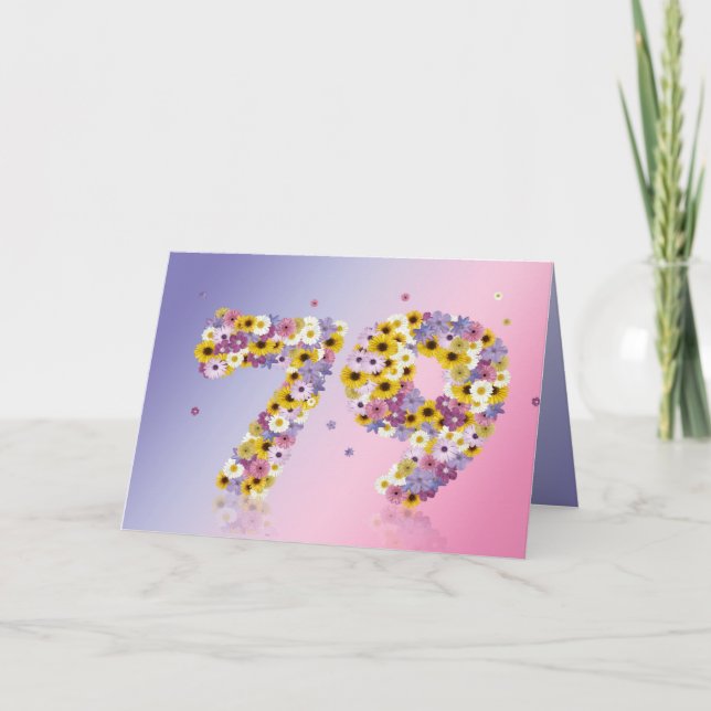 79th birthday card with flowery letters (Front)