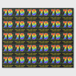 79th Birthday: Colorful Music Symbols, Rainbow 79 Wrapping Paper