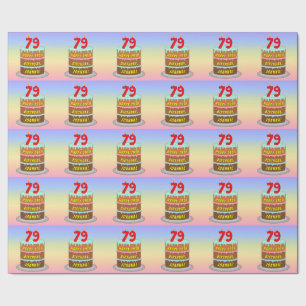 79th Birthday: Fun Cake and Candles + Custom Name Wrapping Paper