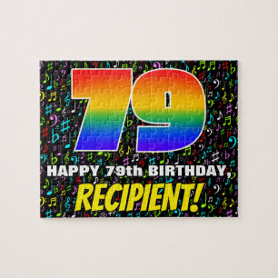 79th Birthday — Fun, Colourful Music Symbols & “79 Jigsaw Puzzle