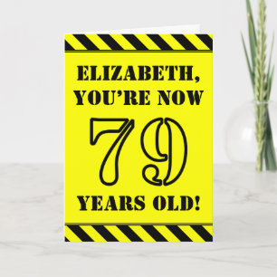 79th Birthday: Fun Stencil Style Text, Custom Name Card