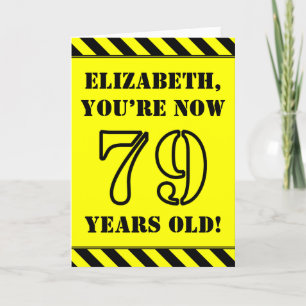 79th Birthday: Fun Stencil Style Text, Custom Name Card