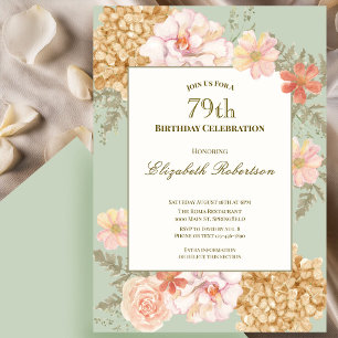 79th Birthday Invitation Autumn Colours Floral Sag