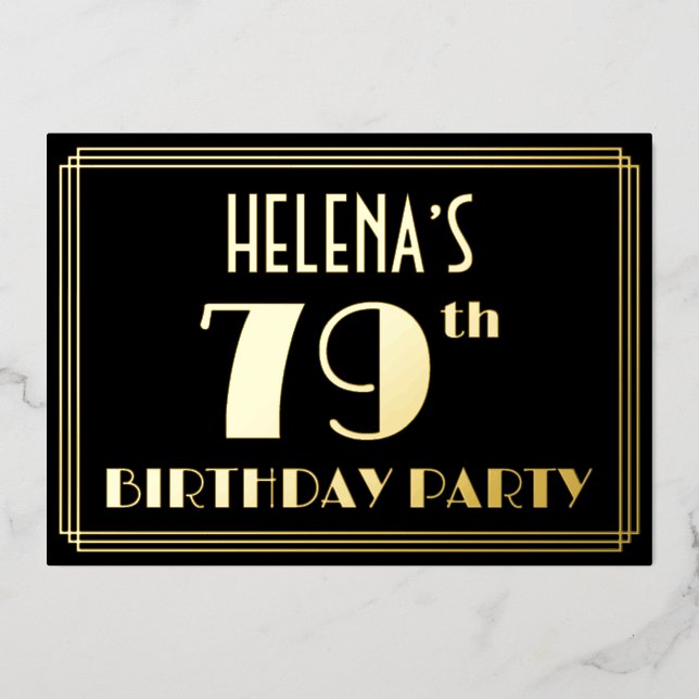 79th Birthday Party: Art Deco Look “79”, w/ Name (Front)