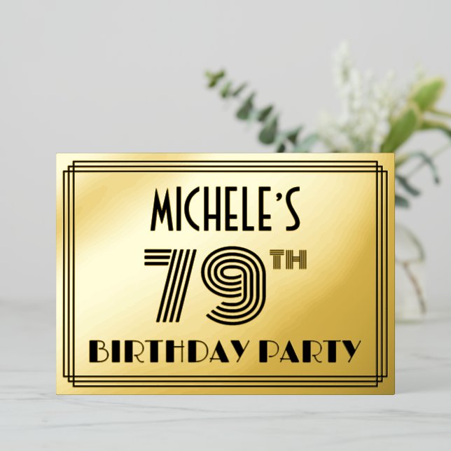 79th Birthday Party — Art Deco Style “79” & Name (Standing Front)