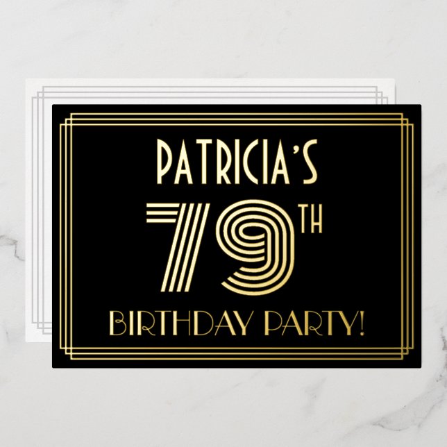 79th Birthday Party — Art Deco Style “79” + Name (Front/Back)