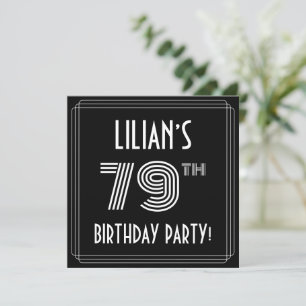 79th Birthday Party: Art Deco Style w/ Custom Name Invitation