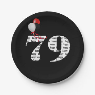 79th birthday party balloons paper plate