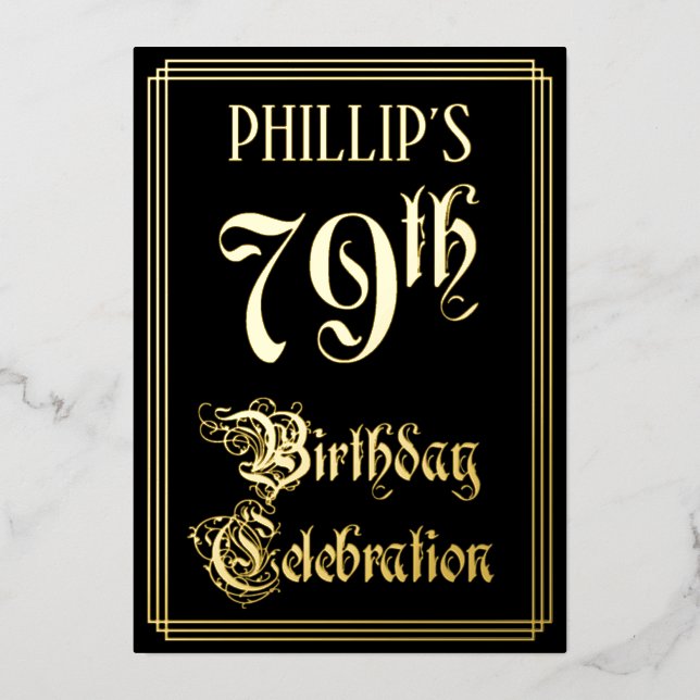 79th Birthday Party — Fancy Script & Custom Name (Front)