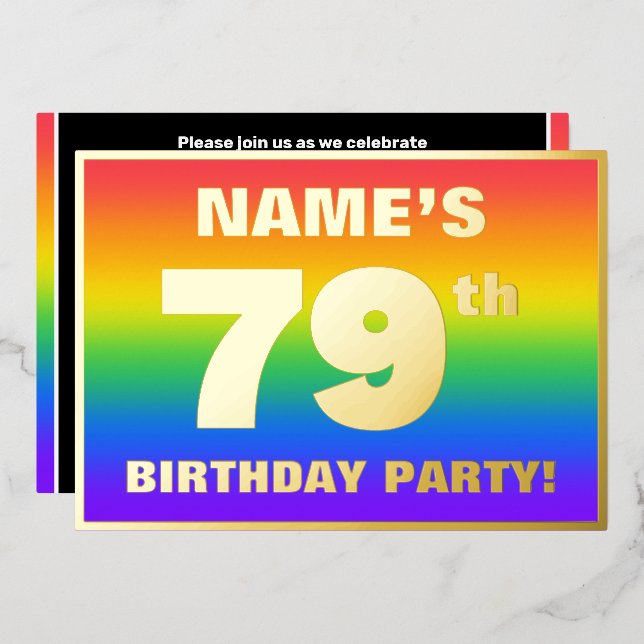 79th Birthday Party: Fun, Colourful Rainbow Patter (Front/Back)