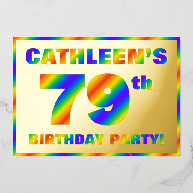 79th Birthday Party — Fun, Rainbow Spectrum “79” (Front)