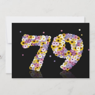 79th Birthday party, with flowered letters Invitation