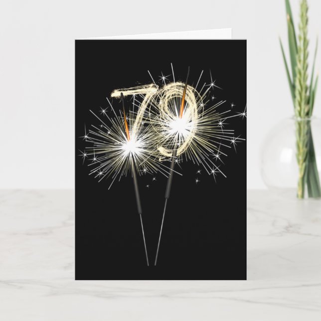 79th Birthday Sparklers on Black Card (Front)