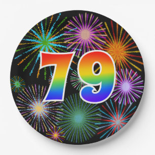 79th Event - Fun, Colourful, Bold, Rainbow 79 Paper Plate