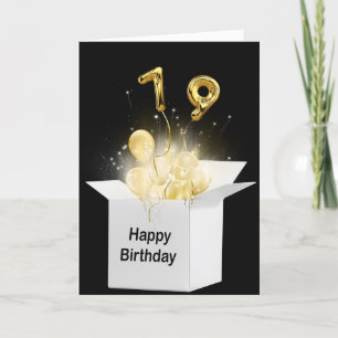 79th Gold Birthday Balloons In White Box    Card