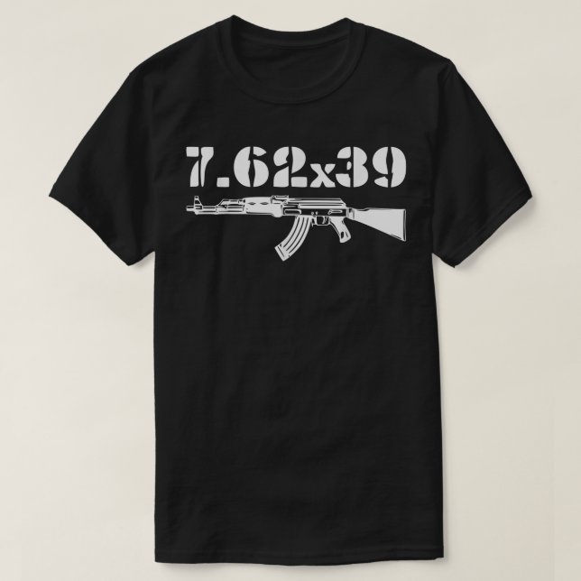 7.62X39 Calibre Ammo AK-47 Gun T-Shirt (Design Front)