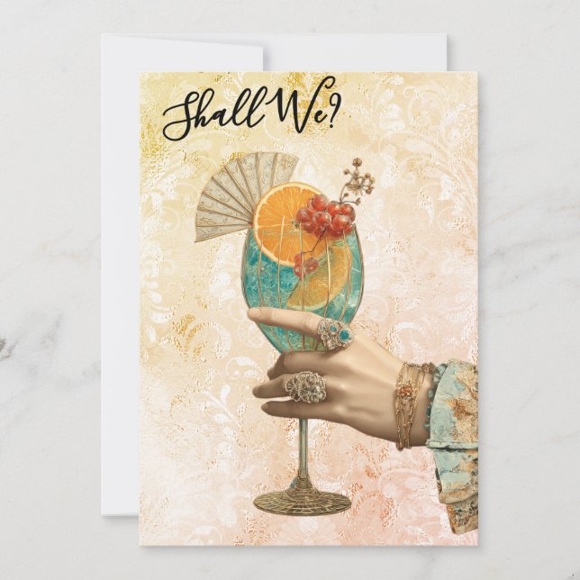 *~* 7 A101 Cocktail Ornate  PHOTO   BACHELORETTE Invitation (Front)