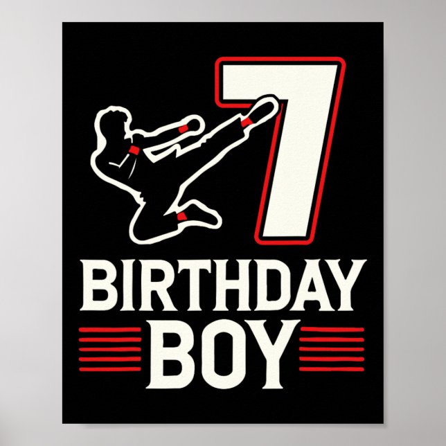 7 Birthday Boy Karate Seven Year Old  Poster (Front)