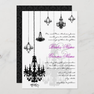 7 Black Chandeliers Wedding Invitations