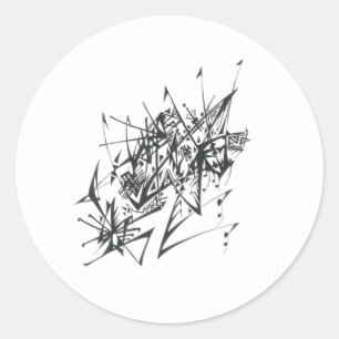 7 Black White Abstract Tribal Tattoo Art Classic Round Sticker