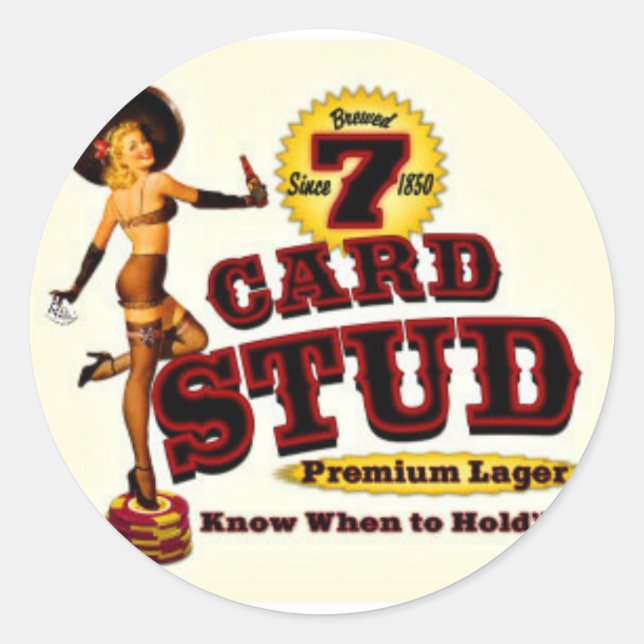 7 CARD STUD CLASSIC ROUND STICKER (Front)
