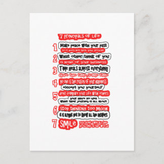 7 CARDINAL RULES FOR LIFE  Graphic Art Wisdom Text Postcard