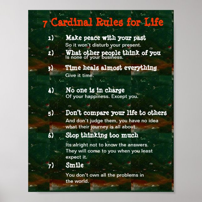 7 Cardinal Rules for LIFE Poster (Front)