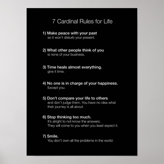 7 Cardinal Rules for Life Poster (Front)
