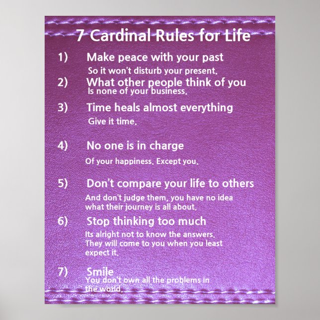 7 Cardinal Rules for LIFE Poster (Front)