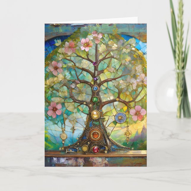 7 Chakra Blossoming Tree Of Life Card (Front)
