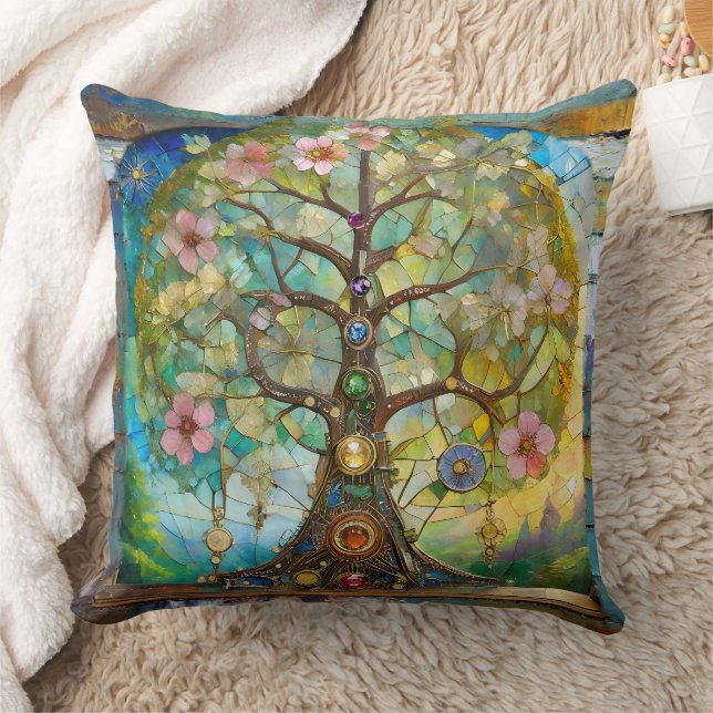 7 Chakra Blossoming Tree Of Life Cushion (Blanket)
