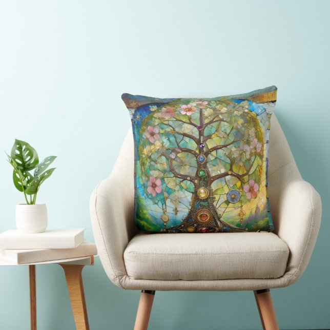 7 Chakra Blossoming Tree Of Life Cushion (Chair)