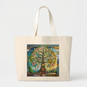 7 Chakra Blossoming Tree Of Life Large Tote Bag
