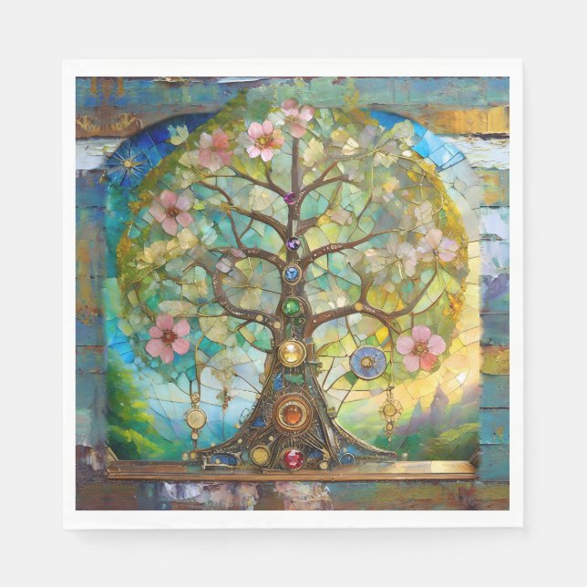 7 Chakra Blossoming Tree Of Life Napkin (Front)