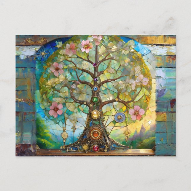 7 Chakra Blossoming Tree Of Life Postcard (Front)