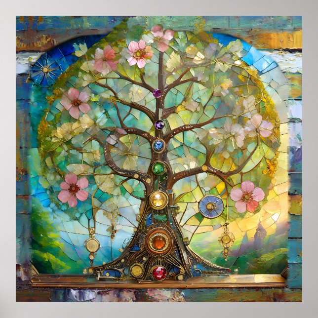 7 Chakra Blossoming Tree Of Life Poster (Front)