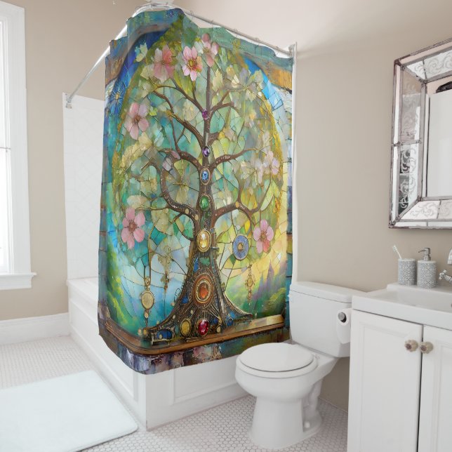 7 Chakra Blossoming Tree Of Life Shower Curtain (In Situ)