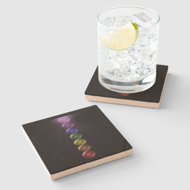 7 Chakra Square Drinks Coaters Stone Coaster (Side)