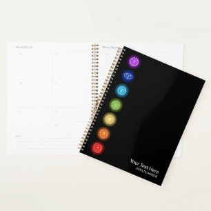 7 Chakra Symbols Black Planner