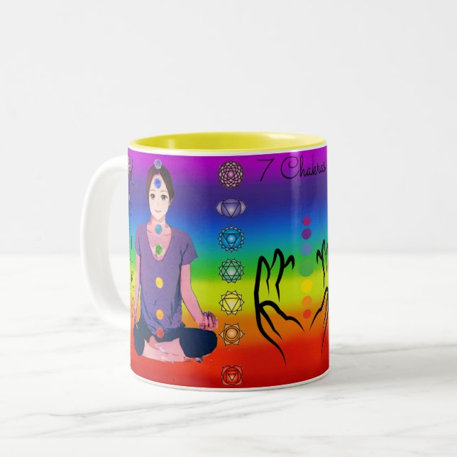 7 chakras 12x12" Two-Tone coffee mug (Front Left)