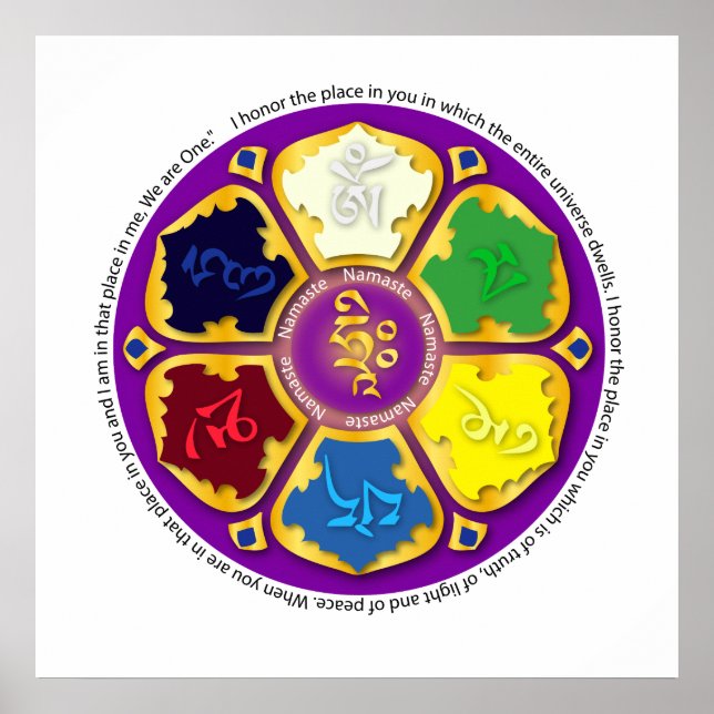 7 chakras Mandala and Om Poster (Front)