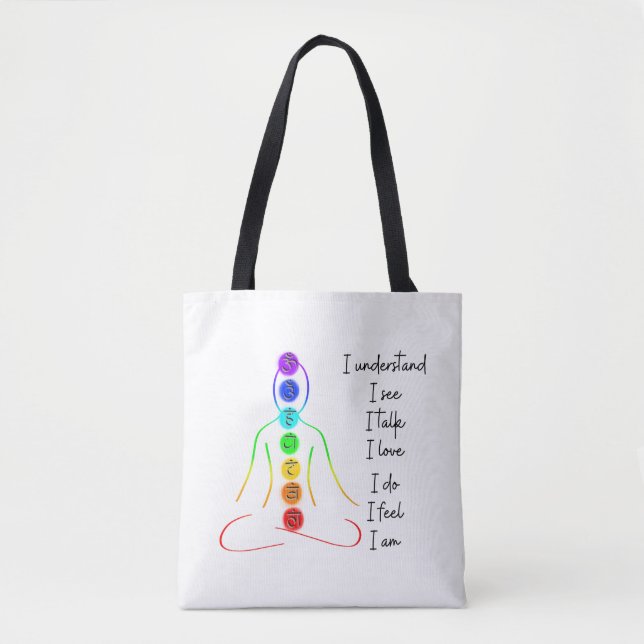 7 Chakras Style Yoga Meditation  Tote Bag (Front)