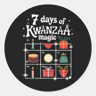 7 Days Of Kwanzaa Kinara Magic Festive Magic Symbo Classic Round Sticker