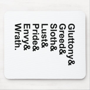 7 Deadly Sins - Pride Gluttony Lust Wrath Envy Mouse Pad