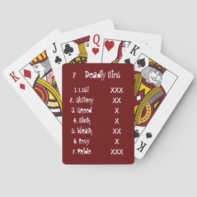 7 Deadly Sins T-Shirt Playing Cards (Back)