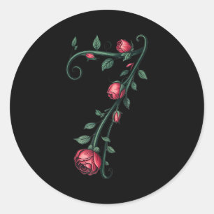 7 Floral 67 Rose Valentines Day Funny Love Matchin Classic Round Sticker
