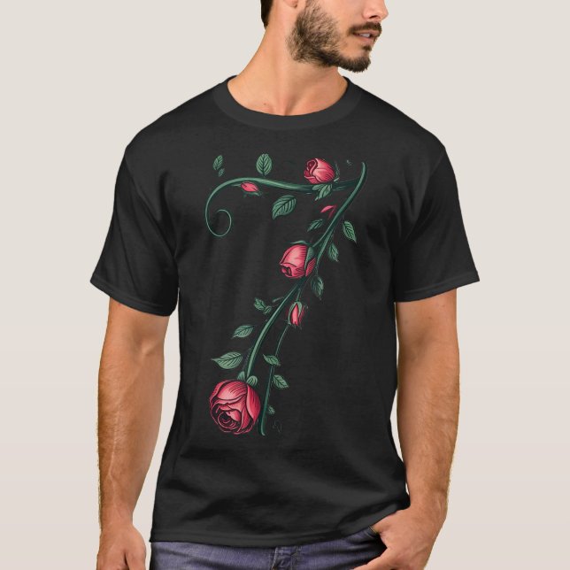 7 Floral 67 Rose Valentines Day Funny Love Matchin T-Shirt (Front)